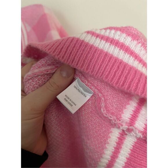 Revolve More To Come Bonnie Cardigan SZ XS Pink Peppy Plaid Coquette Gold Button - Picture 5 of 8